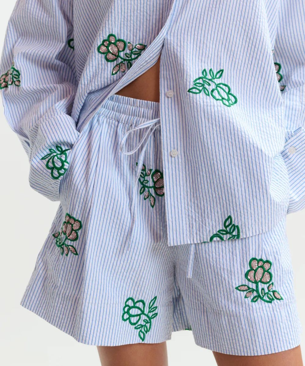 Essentiel Antwerp Juste Embroidered Shorts Stripe
