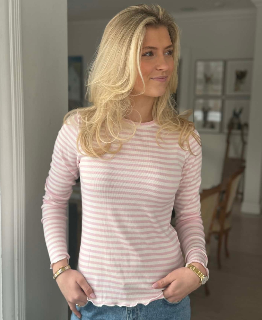 Levete Room Ika 11 LS Stripe Genser Rosa