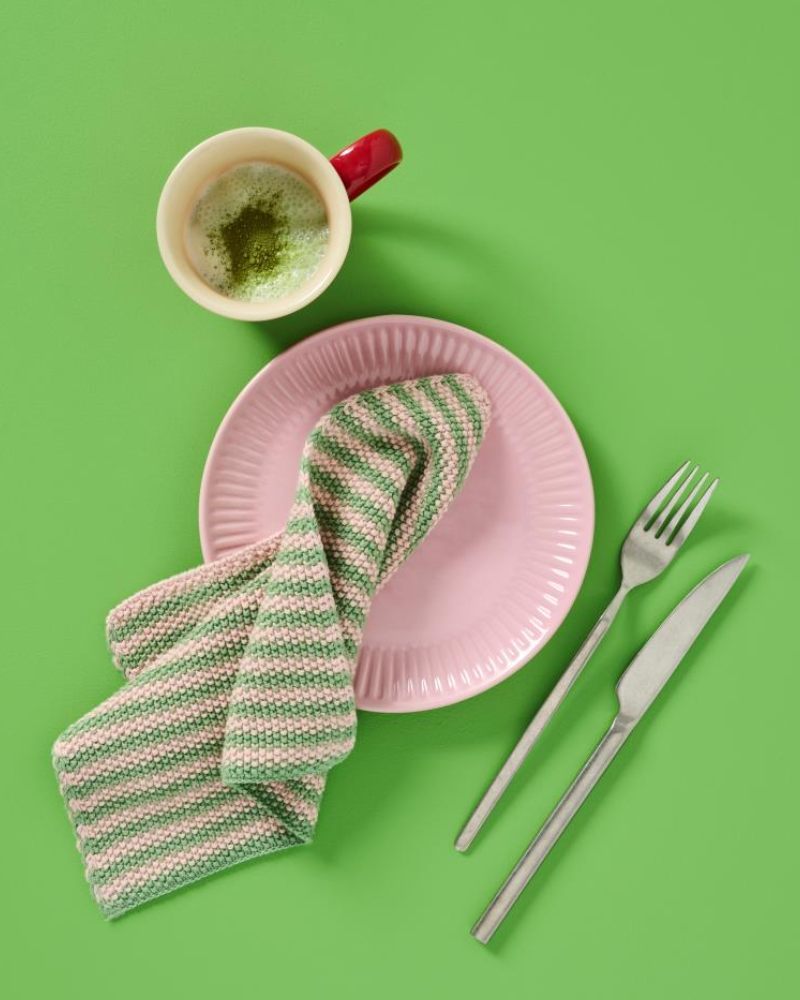 Ib Laursen Oppvaskklut Striper Rosa Grønn 25x25