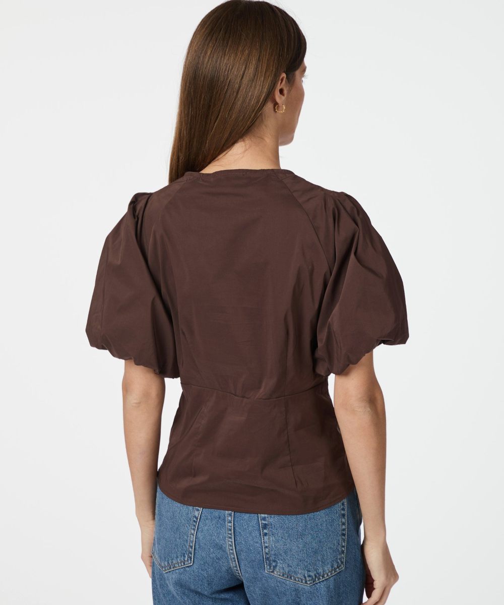Neo Noir Irina Poplin Bluse Chocolate Brown - Bilde 2
