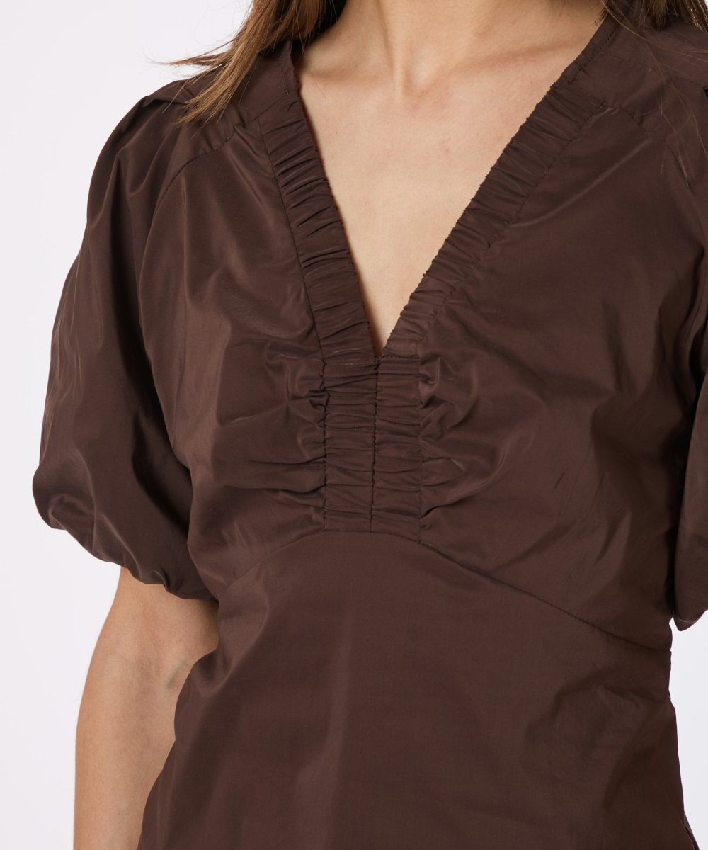 Neo Noir Irina Poplin Bluse Chocolate Brown - Bilde 3