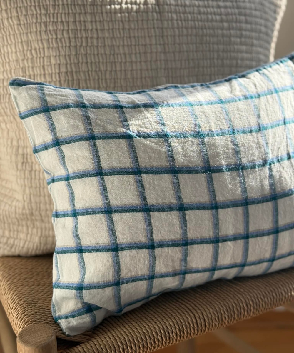 Linge Particulier Putetrekk Beige Green Checks 30x40