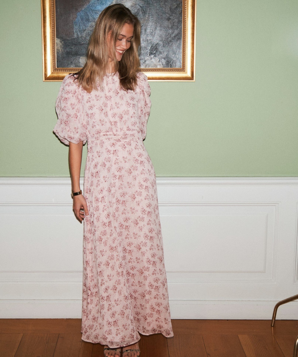 Neo Noir Kikka Chiffon Flower Kjole Rose