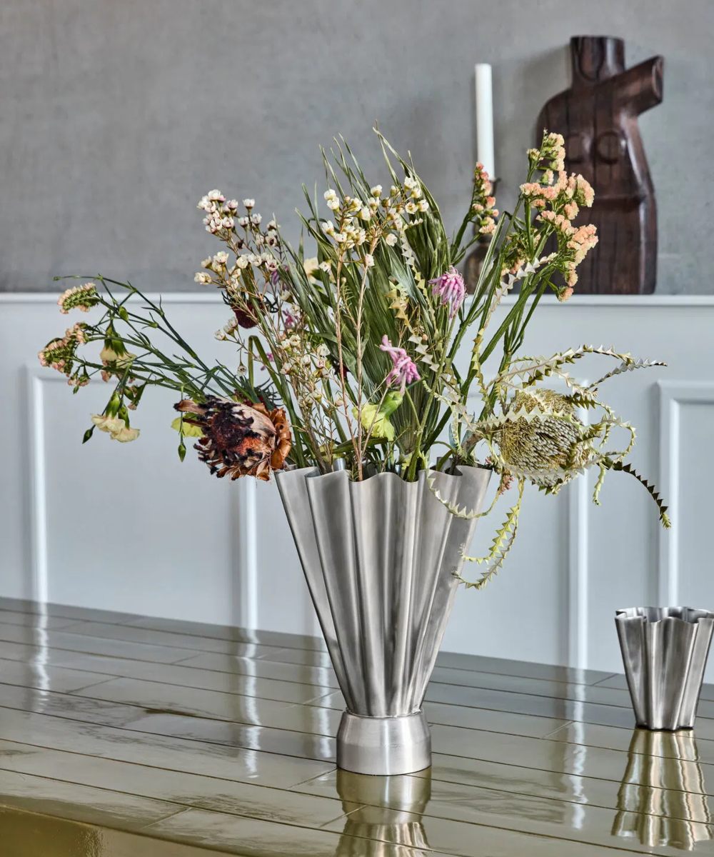 House Doctor Flood Vase Børstet Sølvfinish
