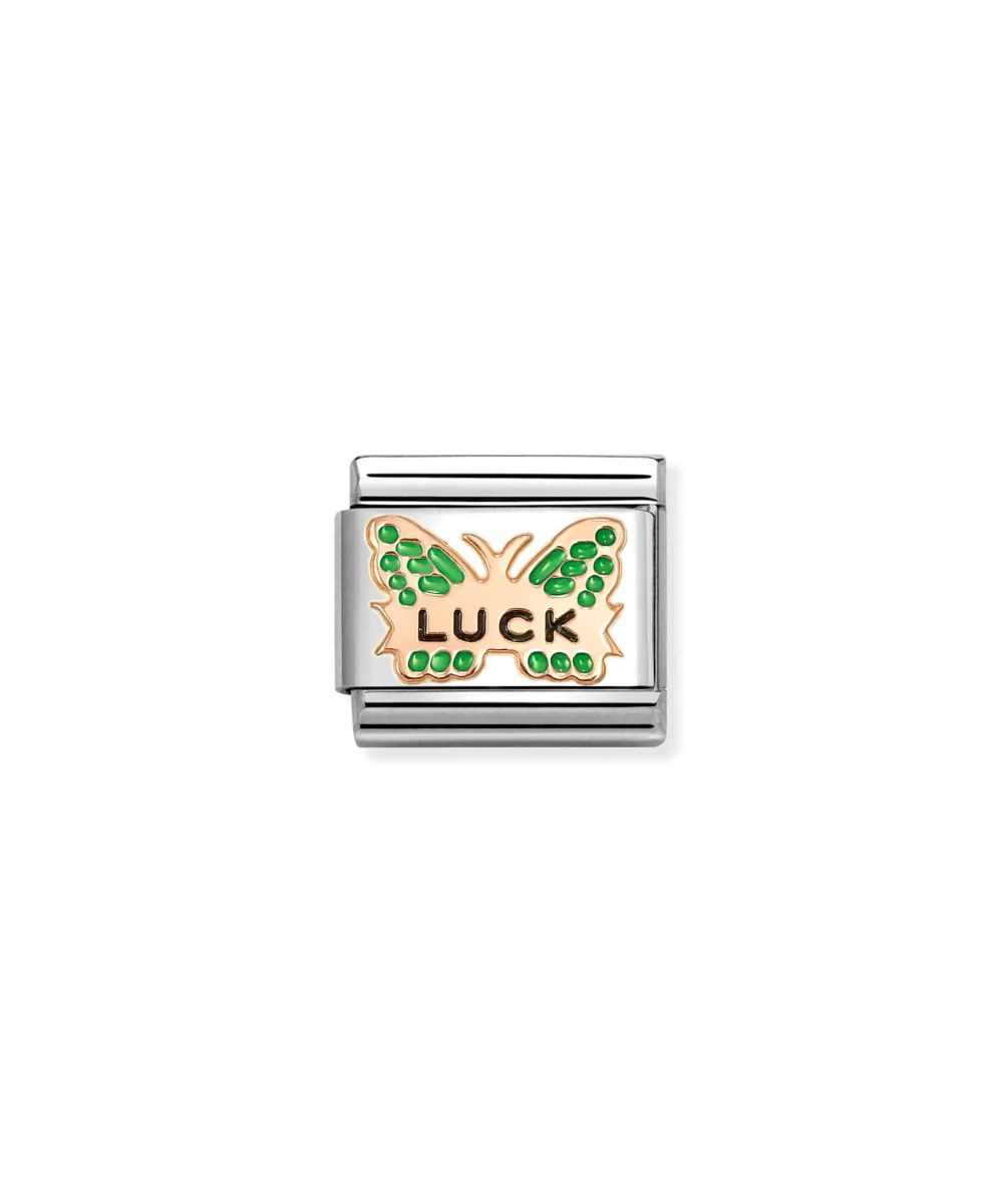 NOMINATION Dyr Links Sommerfugl Rose Gull LUCK Grønn