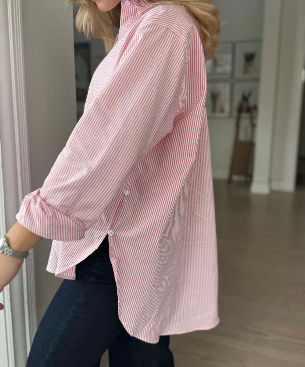 BY IDA Charlie Stripe Oversize Skjorte Rød - Bilde 2