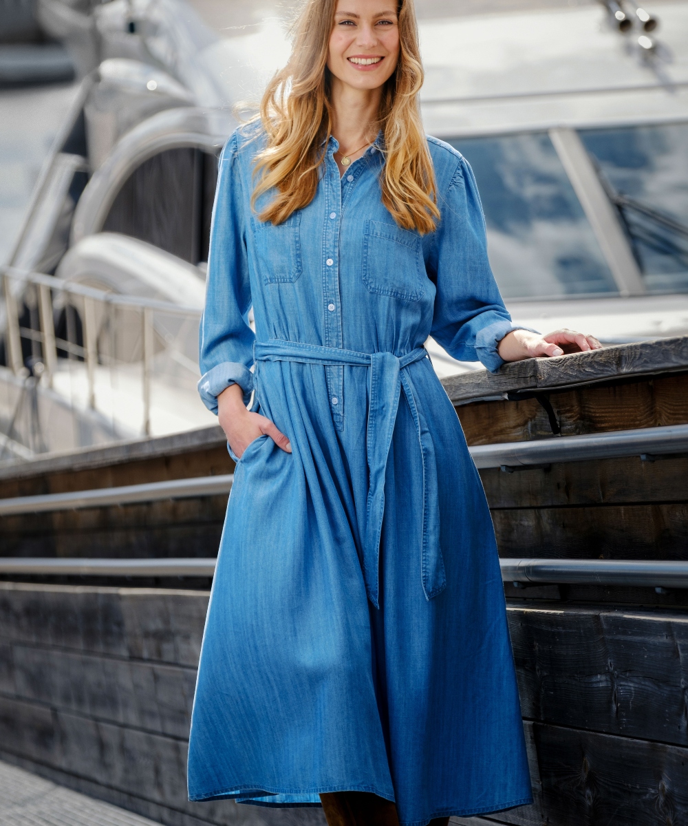 Ane Mone Trine Kjole Denim Blå