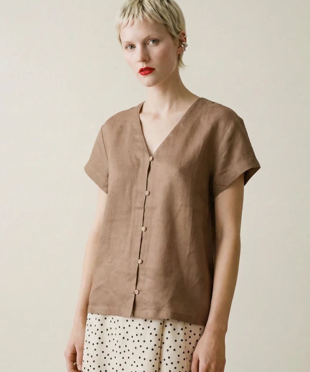 WOODLING Daria Linbluse Oliventre