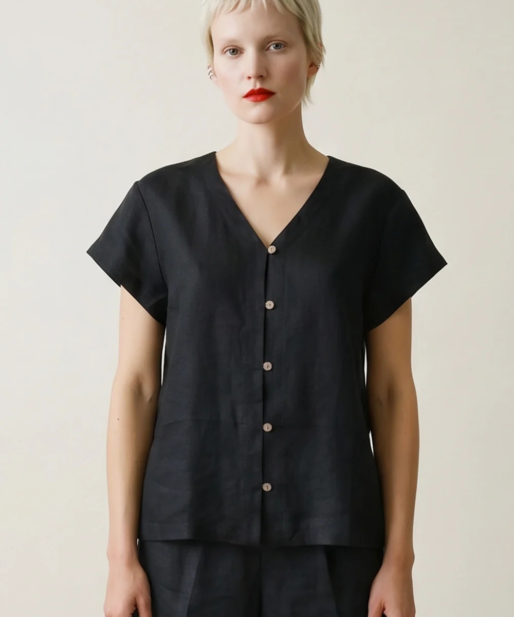 WOODLING Daria Linbluse Midnatt Navy