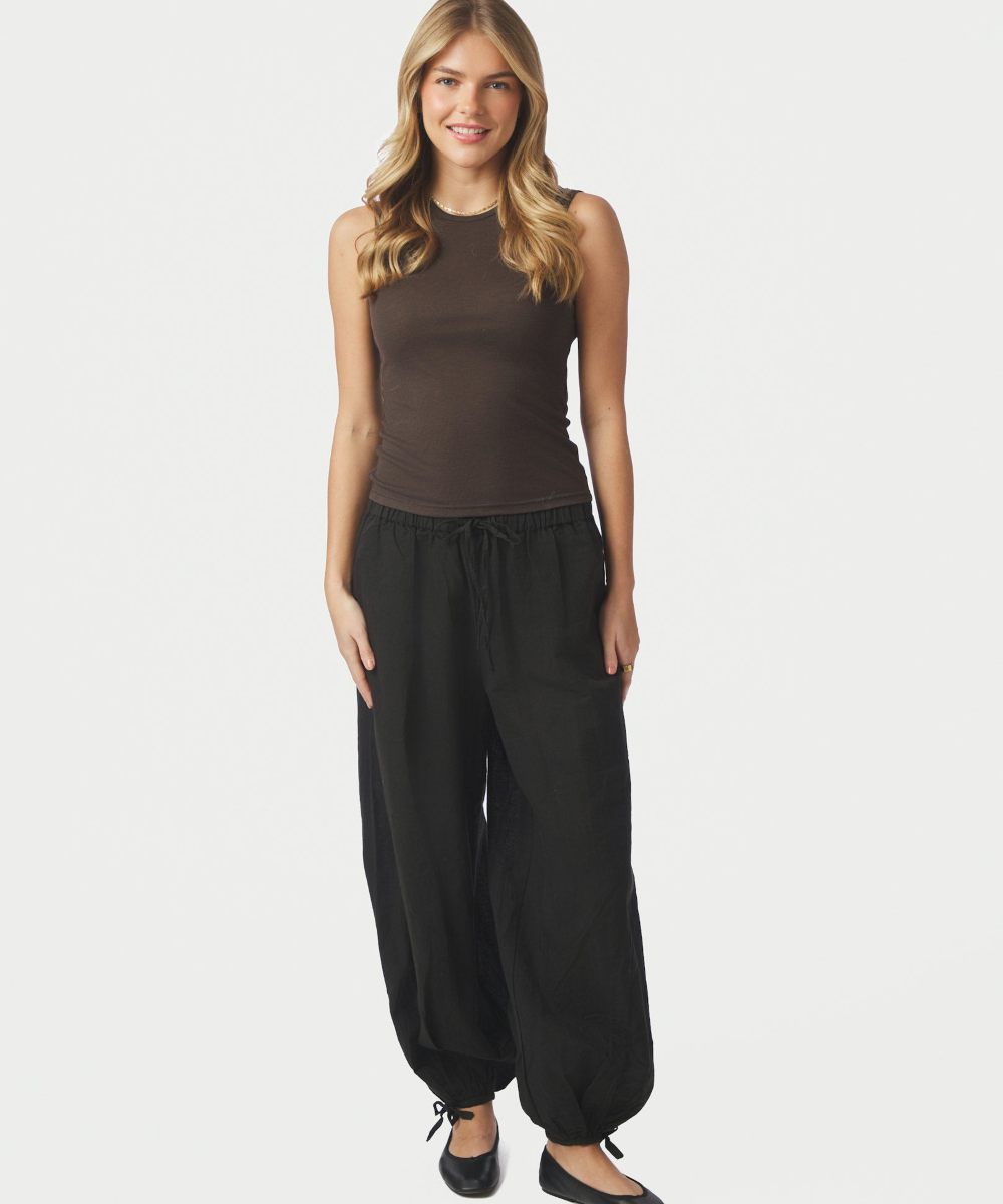 Neo Noir Roxane Ballon Linen Bukse Sort