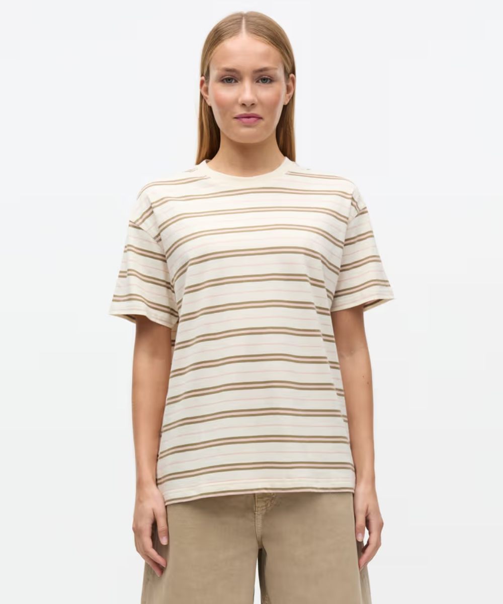 envii Enkulla SS Stripe T-skjorte Cream Stripe
