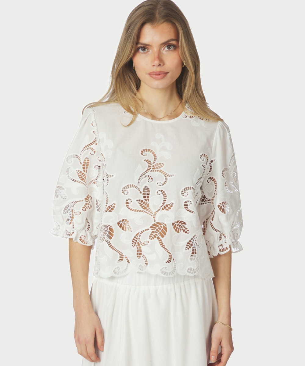 Neo Noir Fia Embridery Bluse Hvit