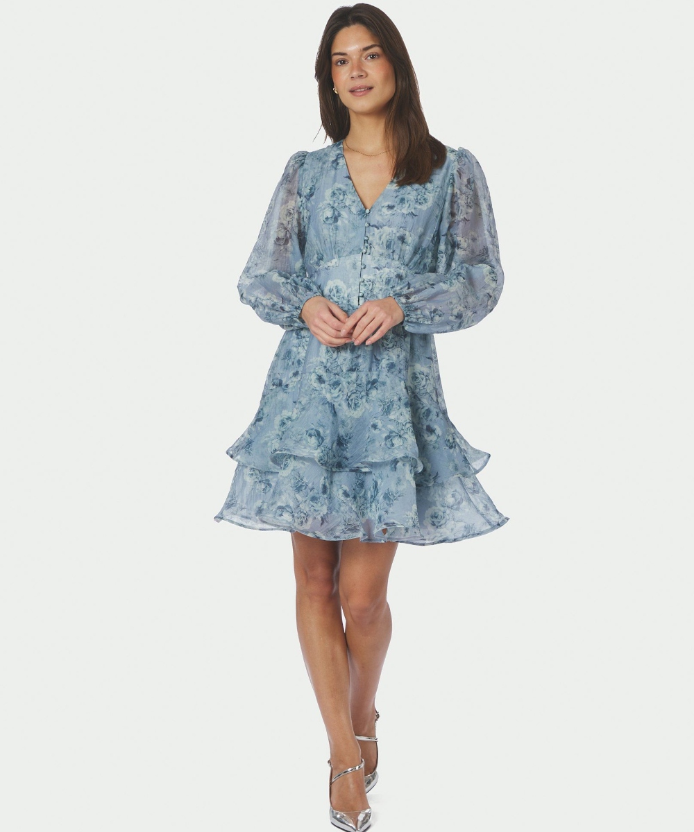 Neo Noir Mabella Crepe Print Kjole Dusty Blue