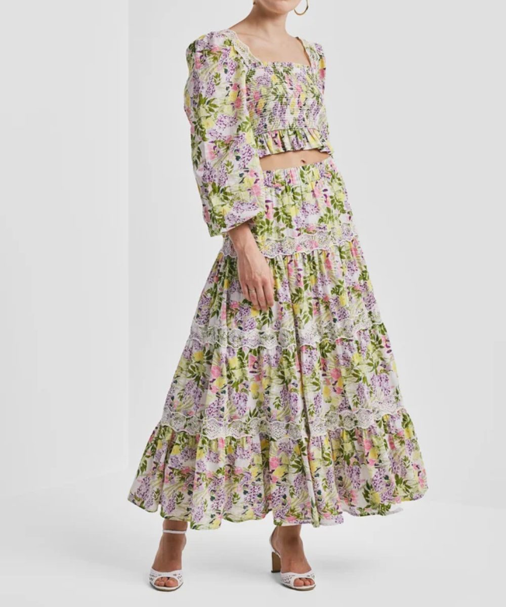 by TiMo Cotton Slub Skjørt Summer Lilacs