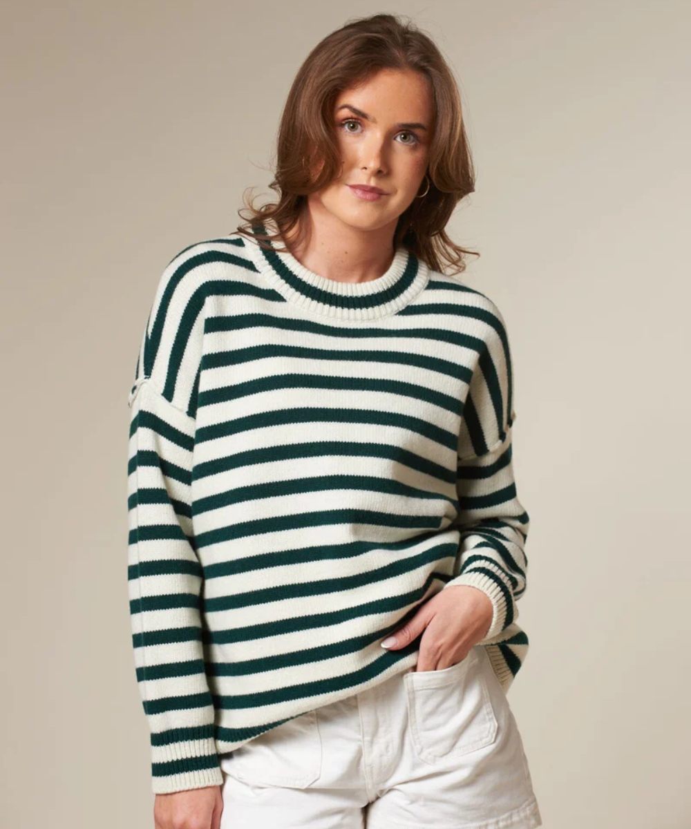 Arnie Says Kayne Stripe Genser Offwhite Ivy Green