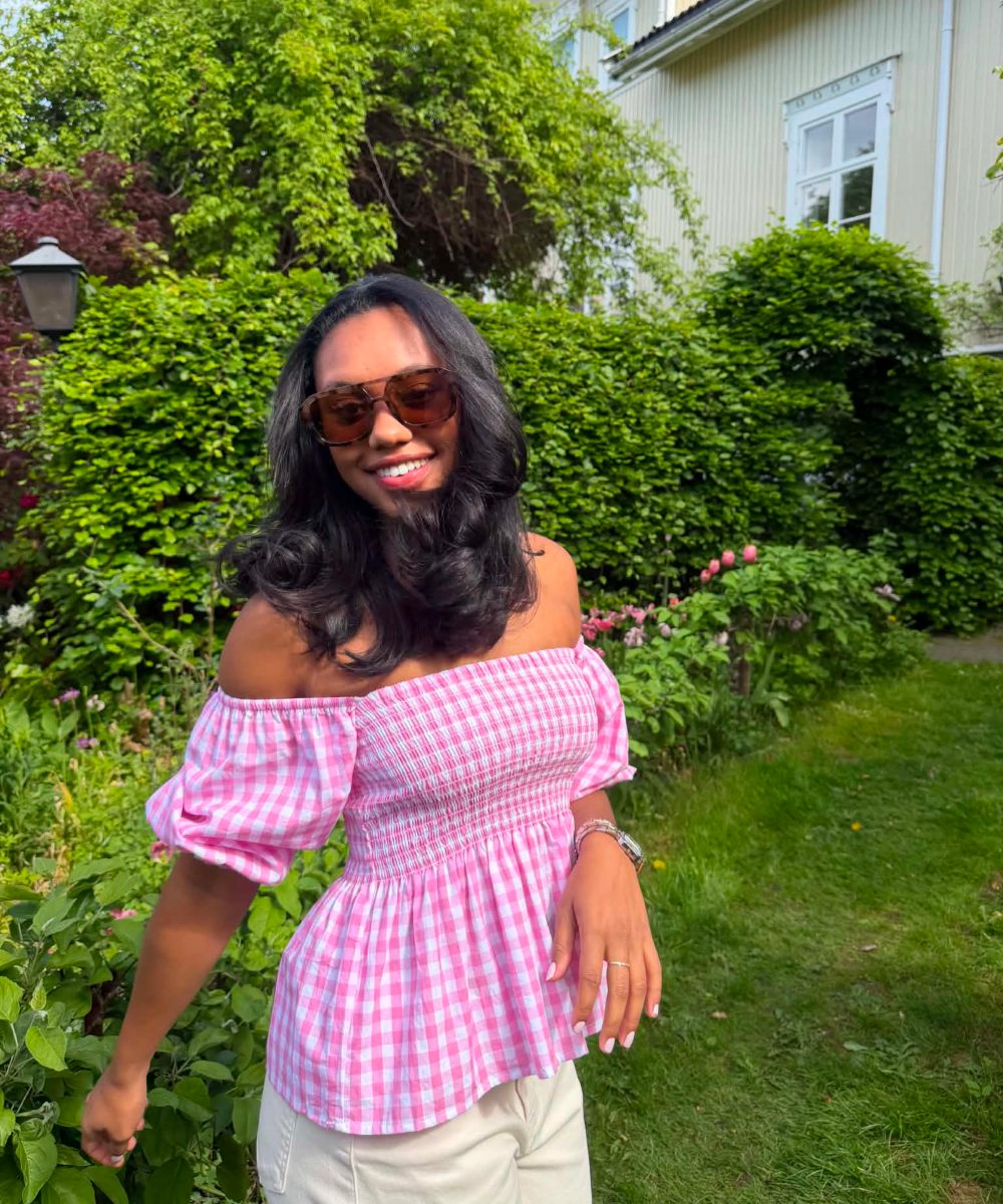BY IDA Maren Off Shoulder Topp Ruter Rosa Onesize