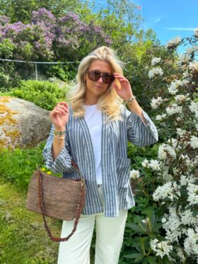 BY IDA Kaja Jakke Striper Blå Og Grå