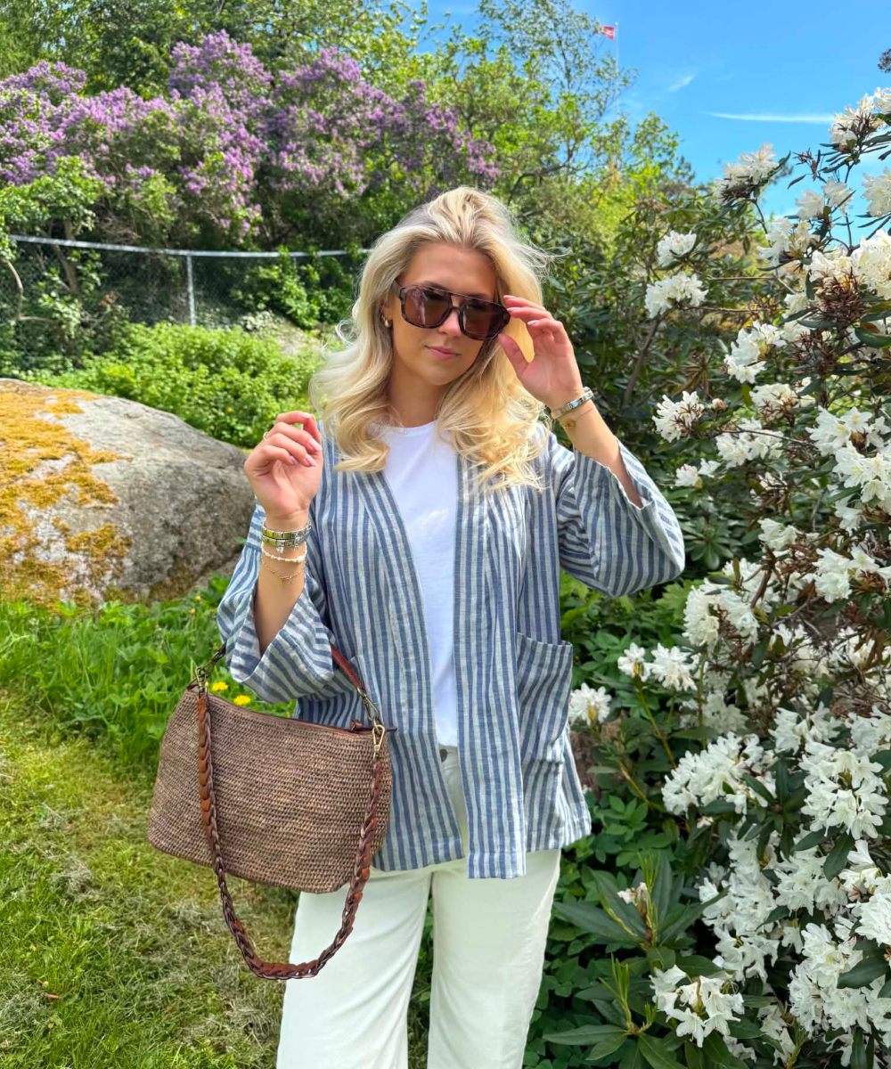 BY IDA Kaja Jakke Striper Blå Og Grå