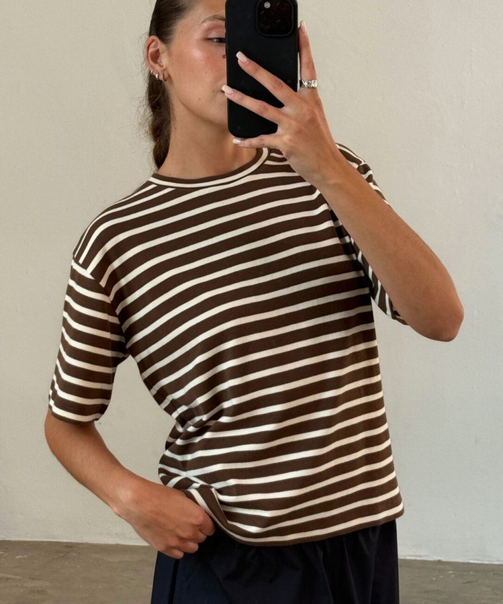Boii Mejse T-skjorte Brown Offwhite