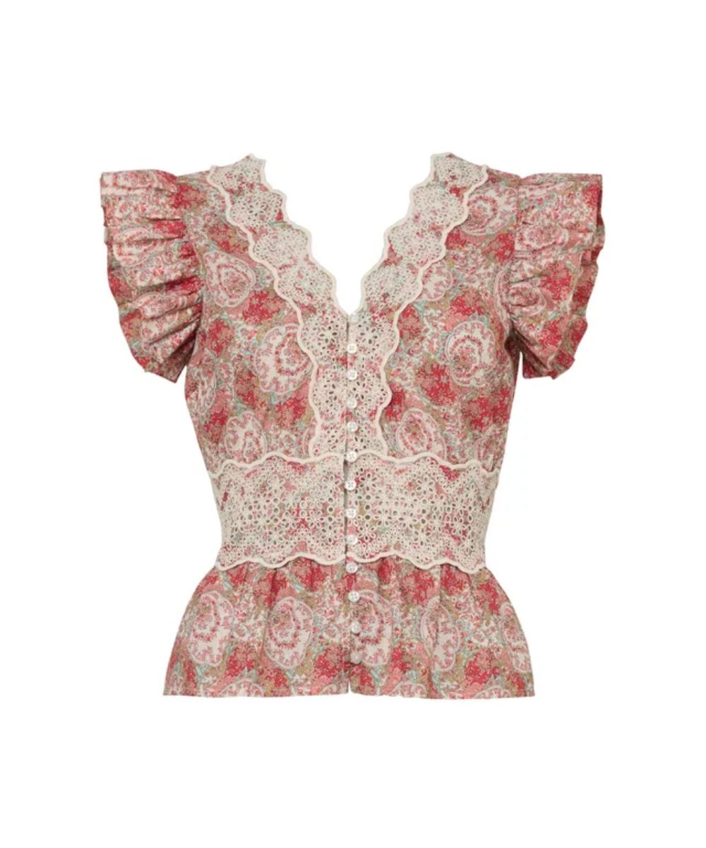 by TiMo Cotton Slub Flounce Topp Red Paisley