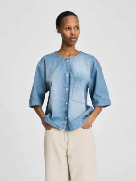 GAI + LISVA Alicia SS Denim Skjorte Blå