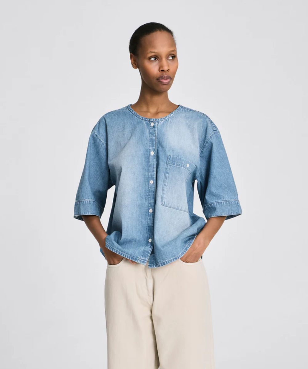 GAI + LISVA Alicia SS Denim Skjorte Blå