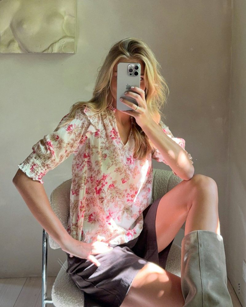 Neo Noir Davina Flower Rose Bluse Rose