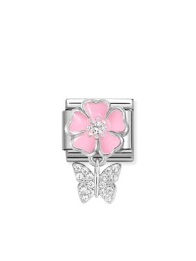 NOMINATION Charm Links Blomst Sommerfugl Rosa