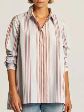 by TiMo Poplin Relaxed Skjorte Blue Stripes