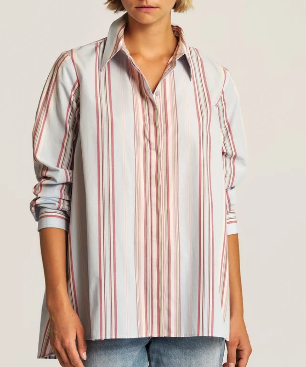 by TiMo Poplin Relaxed Skjorte Blue Stripes
