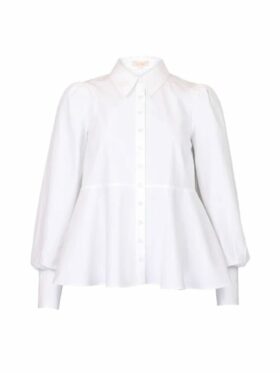 by TiMo Poplin Peplum Bluse Hvit