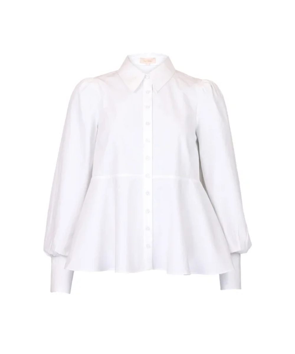 by TiMo Poplin Peplum Bluse Hvit