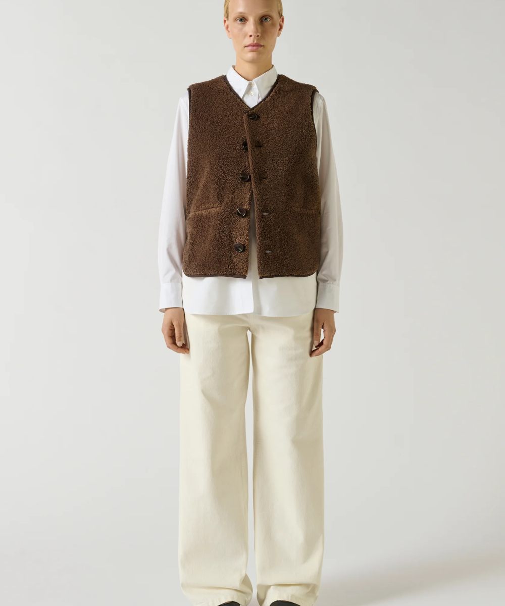 Soeur Fusil Faux Fur Vest Brun