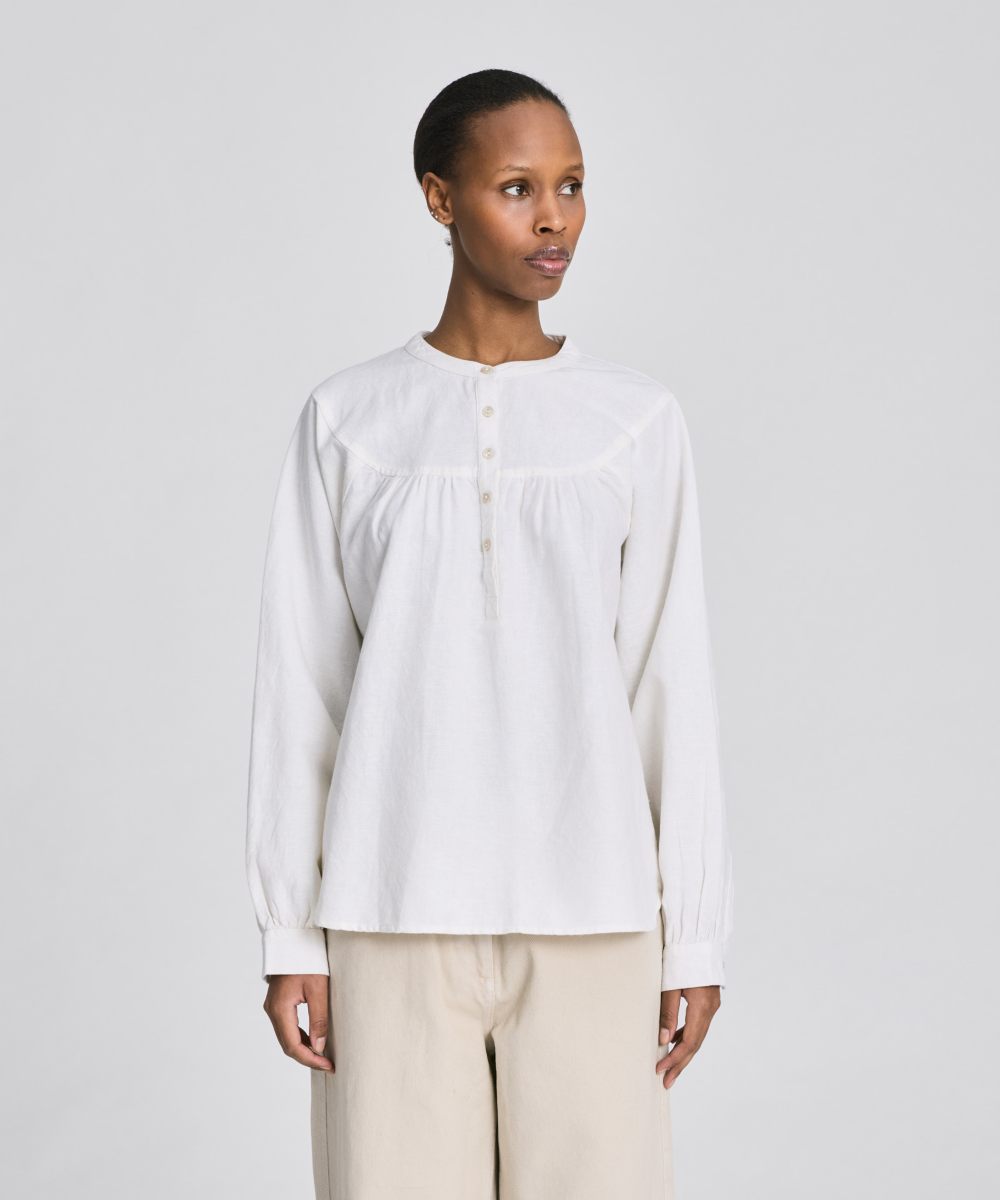 GAI + LISVA Olivia Raglan LS Canvas Skjorte Whisper White