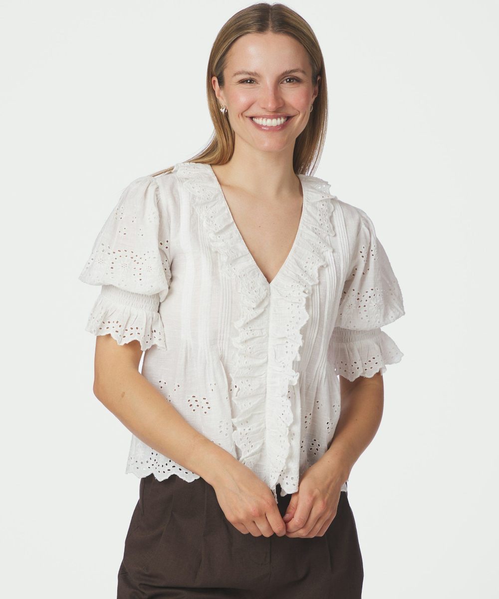 Neo Noir Talise Emb Bluse Hvit