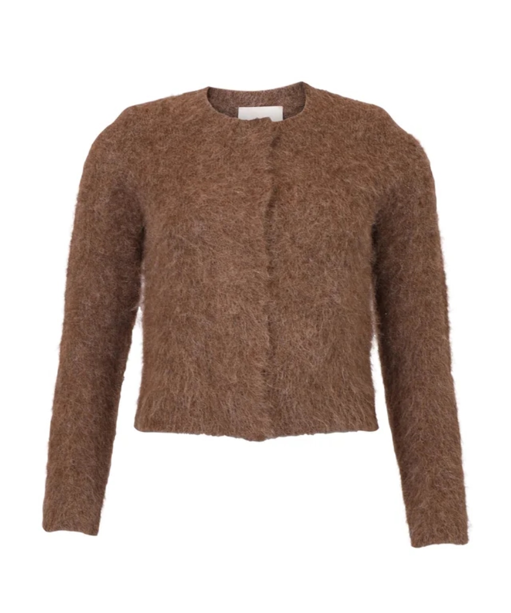 by TiMo Hairy Knit Cardigan Brown