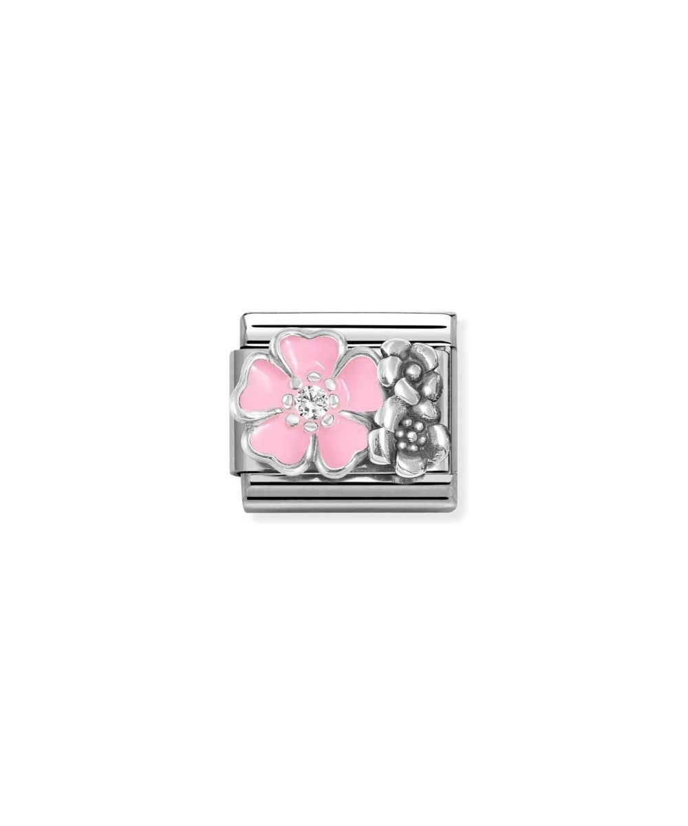NOMINATION Natur Links Stor Blomst Rosa Zirkon Sten