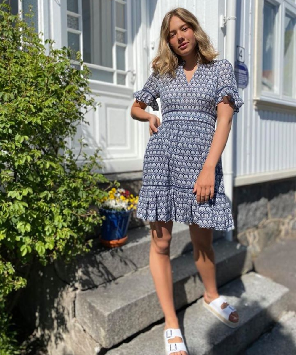 Scotch & Soda Mønstret Kjole Blå/Hvit