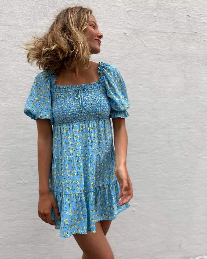 Faithfull Charlotte Mini Kjole Ana Floral Print Blå