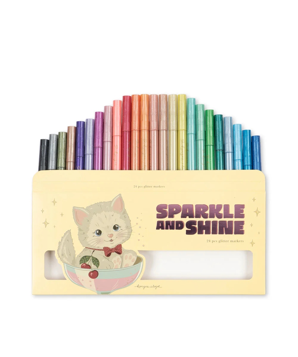 Konges Sløjd Glitter Markers 24pcs Cat