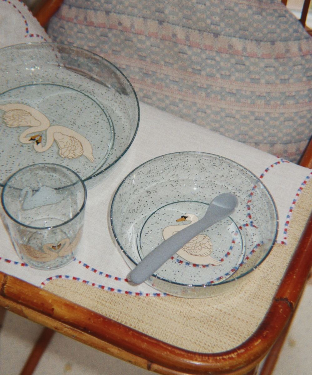 Konges Sløjd Sparkly Dinner Set Swan Blue