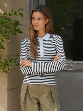Neo Noir Fannya LS Striped Genser Light Blue Stripe