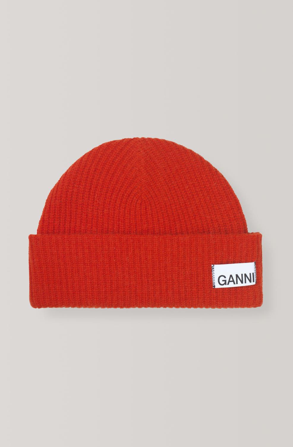 Ganni Knit Hatt Fiery Red