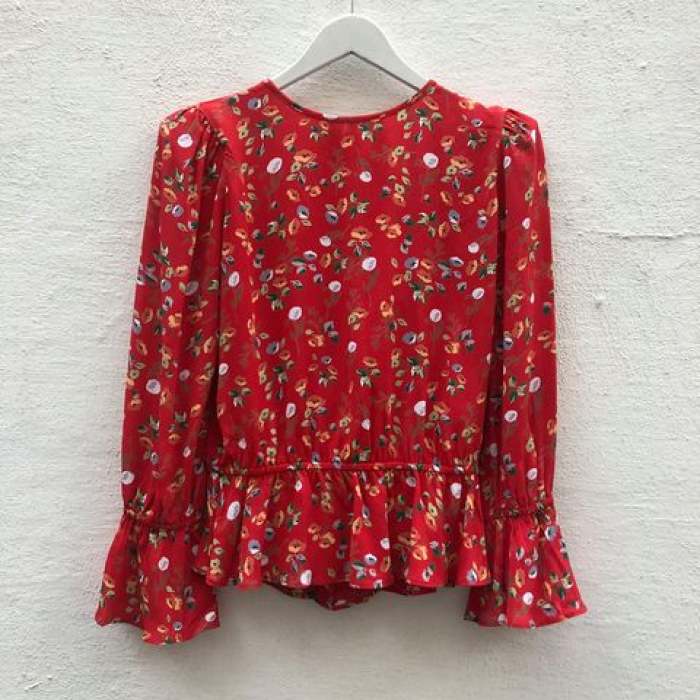 by TiMo Flounce Blouse Red Garden