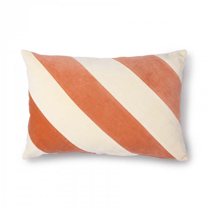 HK Living Striped Cushion Velvet Peach Cream