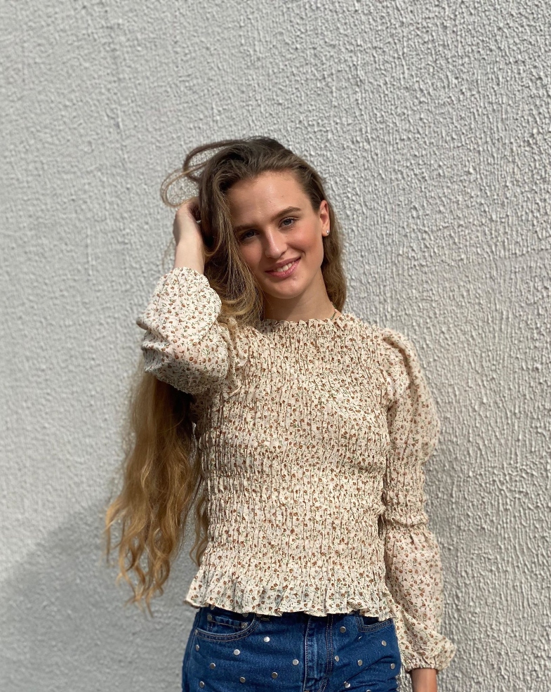 Neo Noir Polka Check Blomstret Bluse Beige