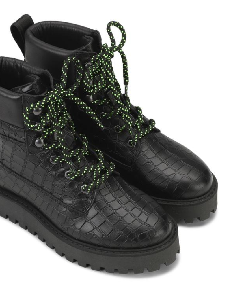Läst Alaska Croco Boots Sort