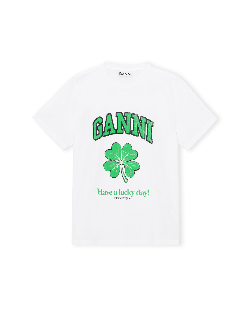 GANNI Basic Cotton Jersey T-skjorte Firkløver Grønn