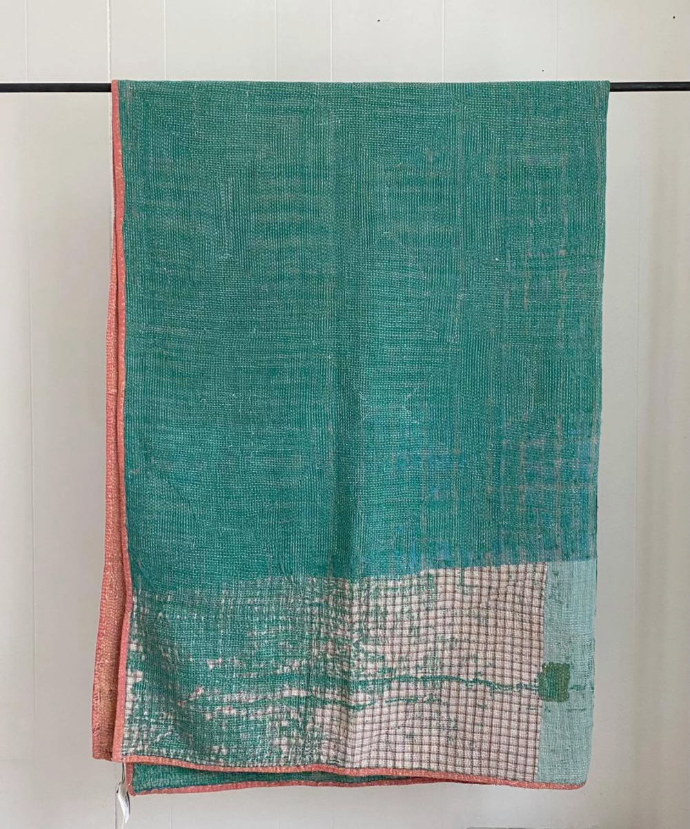 Anouska Indisk Sari Teppe 26 Sjøgrønn