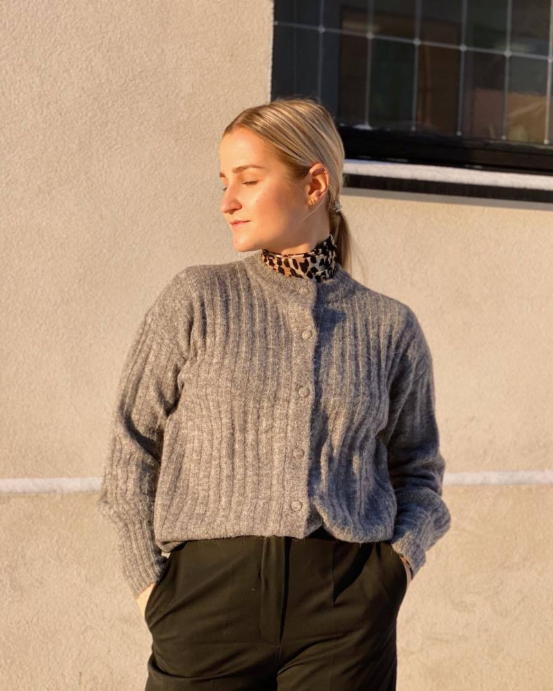Moss Copenhagen Deanna Alpaca Rib Cardigan Grå